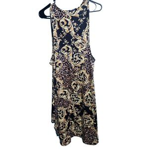 Southern Charm Drape Vest Leopard Baroque Gold Black Open Front High Low NWT R